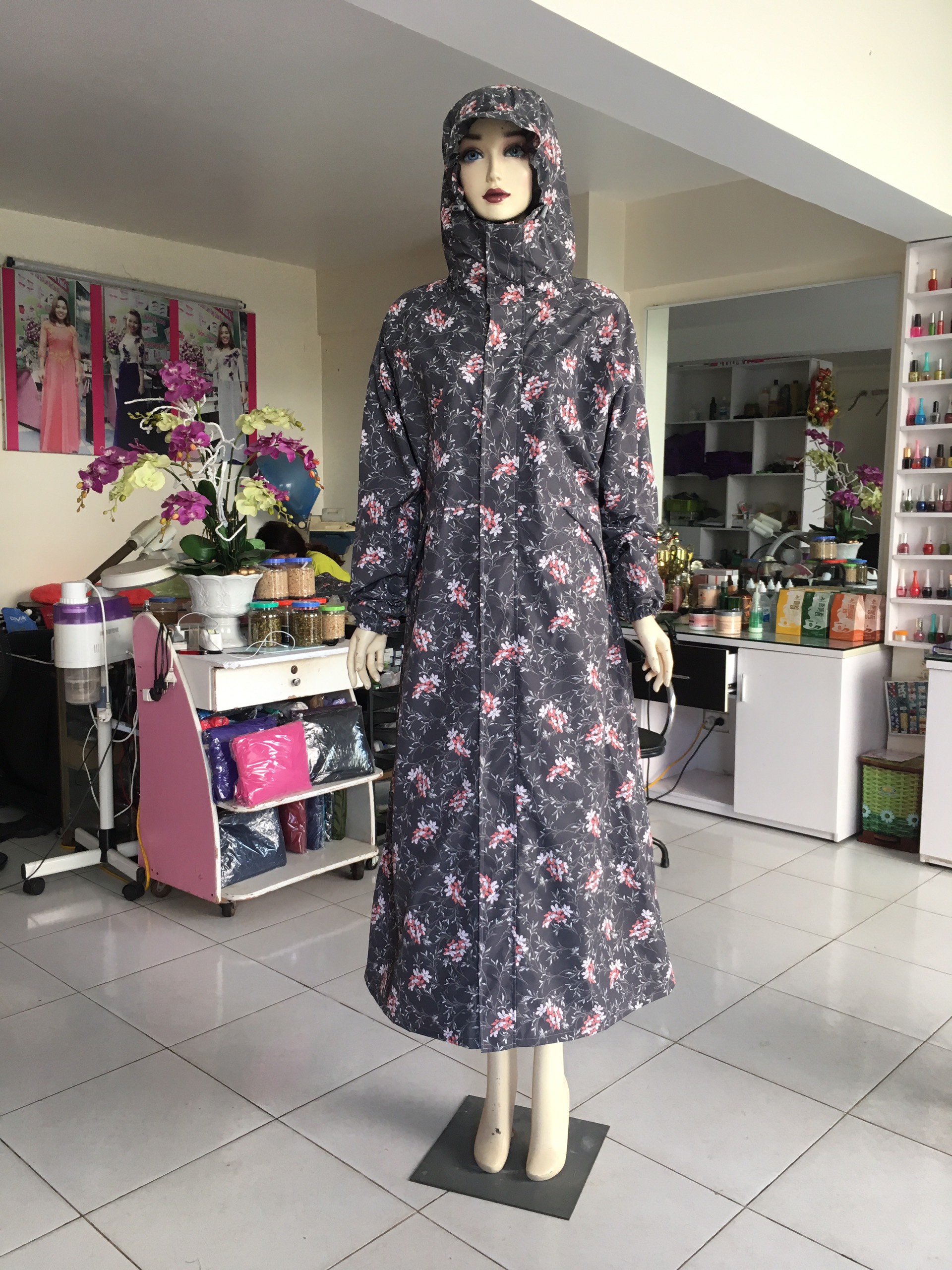 Áo mưa măng tô nữ 2 lớp chống lạnh giữ ấm khi đi kéo dài tiện lợi khi đi xe máy nhiều màu sắc đẹp tr