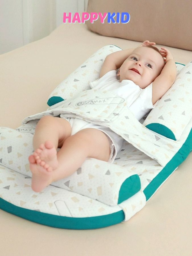 Gối chống trào ngược cho bé Happykid Đệm ngủ chống trào ngược có đai đeo định hình bảo vệ cột sống cho bé nâng chỉnh độ cao phù hợp có thể tháo rời