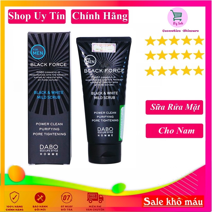 Sữa Rửa Mặt Nam Dabo Black Force Than Hoạt Tính Ngăn Ngừa Mụn Trắng Da Hàn Quốc (120Ml) – Hàng Chính Hãng