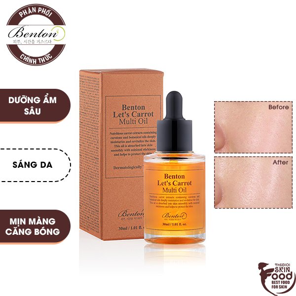 Tinh Dầu Khóa Ẩm Làm Sáng Da Dưỡng Da Mềm Mịn Chiết Xuất Cà Rốt Benton Lets Carrot Multi Oil 30Ml