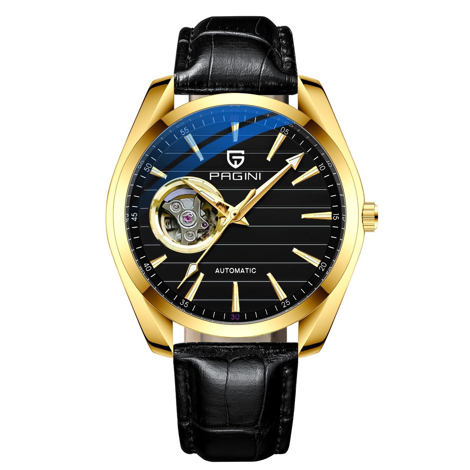 Đồng Hồ Cơ Nam Pagini PA9833 Máy Automatic Dây Da Cao Cấp Chống Xước Chống Nước Full Box