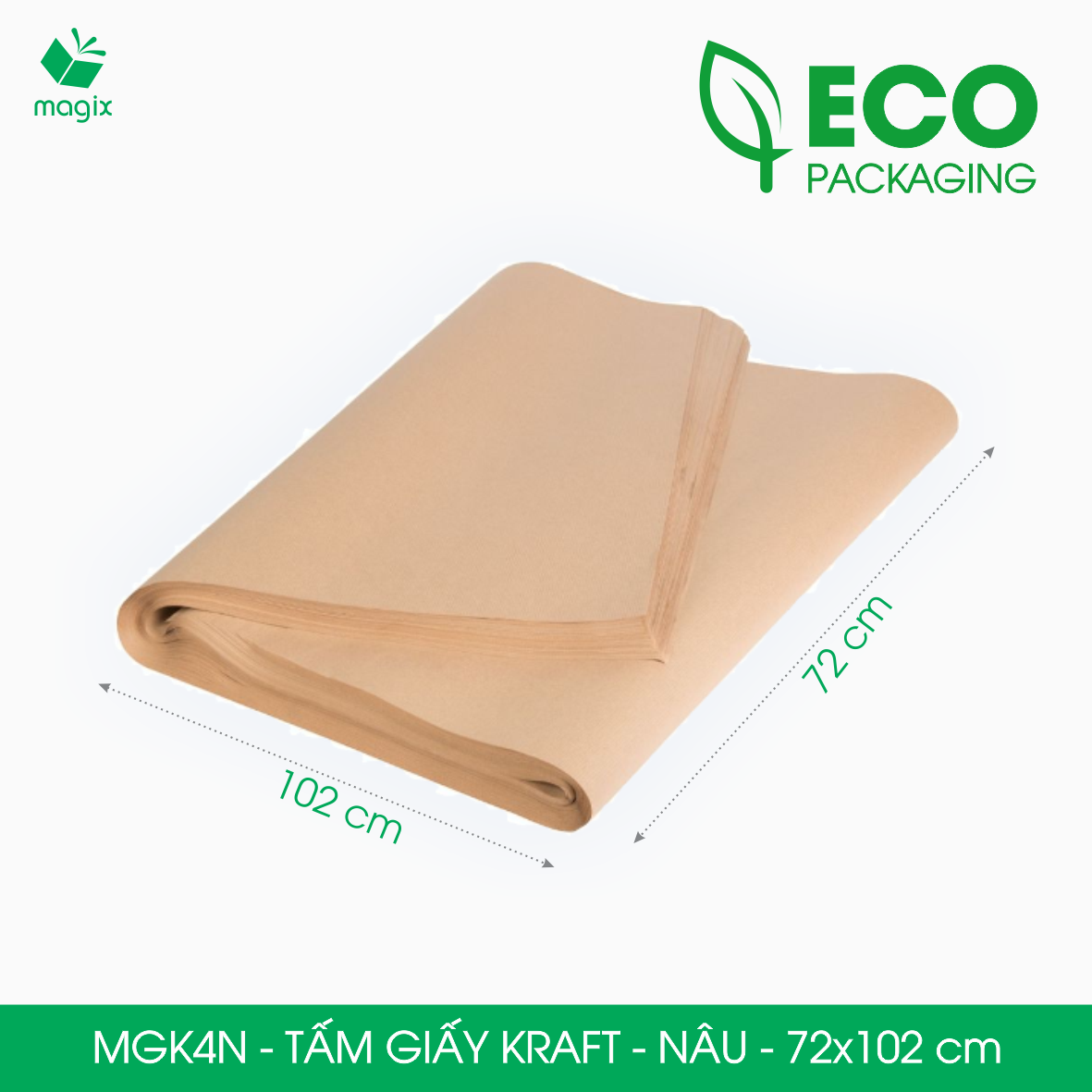 MGK4N - 102x72cm [50 tờ/pack] - Giấy Kraft nâu cao cấp đóng hàng - Giấy gói hàng