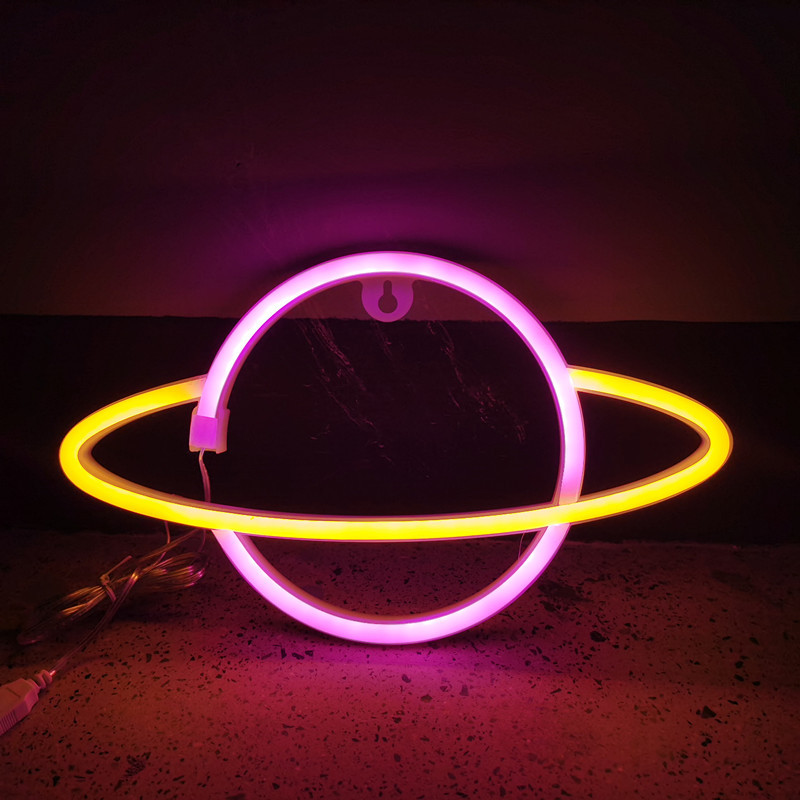 [Tặng Móc Treo] Đèn led NEON treo tường trang trí phòng ngủ dùng pin và USB decor phòng ngủ đồ trang trí phòng ngủ