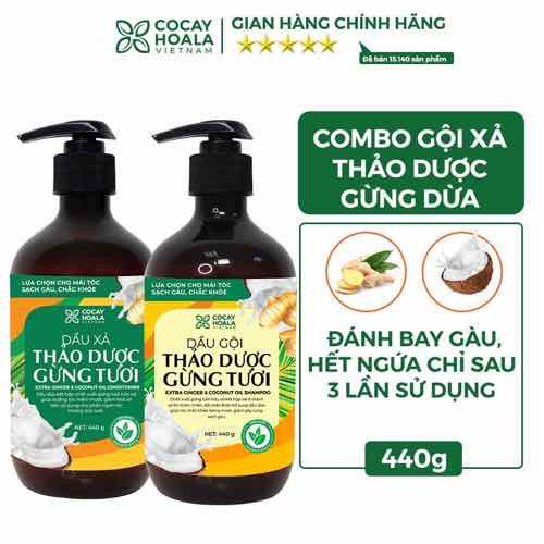 Bộ Dầu Gội Xả Thảo Dược Gừng Dừa Hết Gàu Ngứa Và Kích Thích Mọc Tóc Hiệu Quả