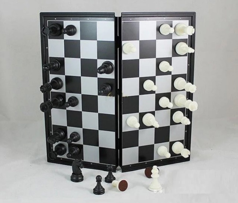 Bộ cờ vua nam châm quốc tế vàng bạc bộ trò chơi cờ Domino cao cấp 28 quân cờ bàn cờ vua cao cấp nam châm từ tính size 25cm trắng đen bộ chơi cờ vua