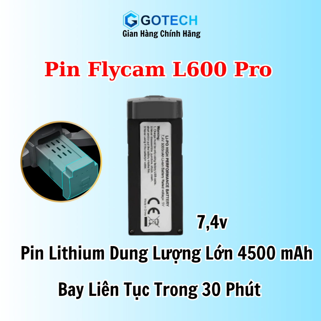 Pin Flycam L600 Pro Max Pin Rời Flycam L600 Pro Max Dung Lượng Lớn 4500mAh loại 74v Cao Cấp