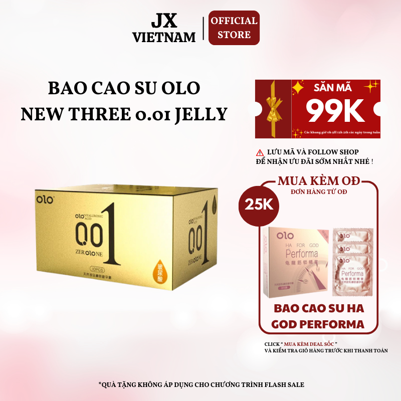 Bao Cao Su Gai OLO 001 Vàng- BCS Siêu Mỏng nhiều gel bôi trơn- Hộp 10 Chiếc
