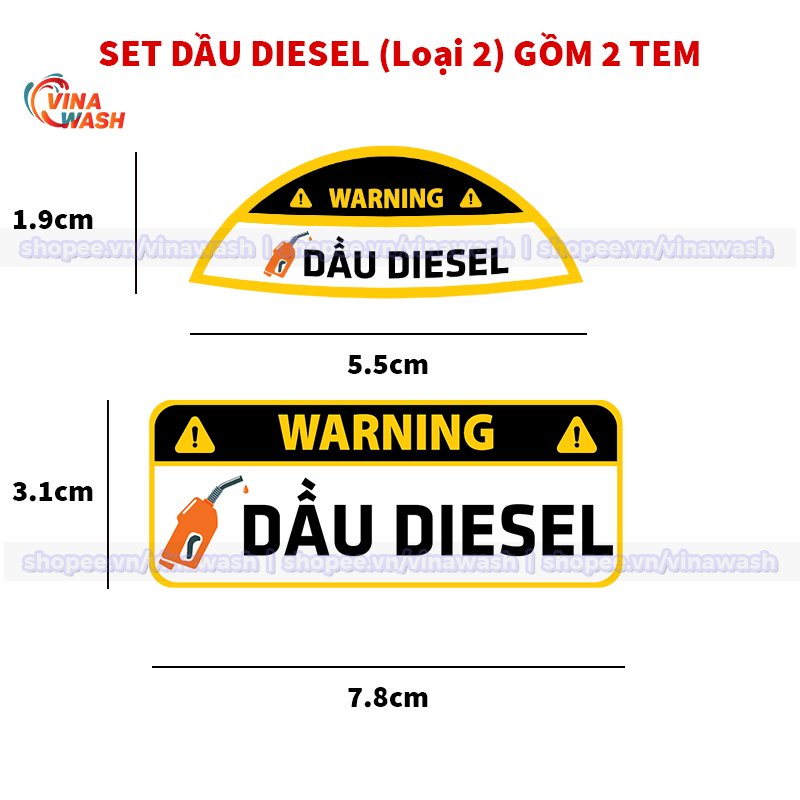 Tem nhựa dán nắp bình xăng cảnh báo đổ xăng A95 đổ dầu Diesel cho xe hơi