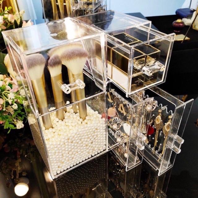 Hộp đựng cọ kèm ngăn kéo khay khuyên tặng ngọc