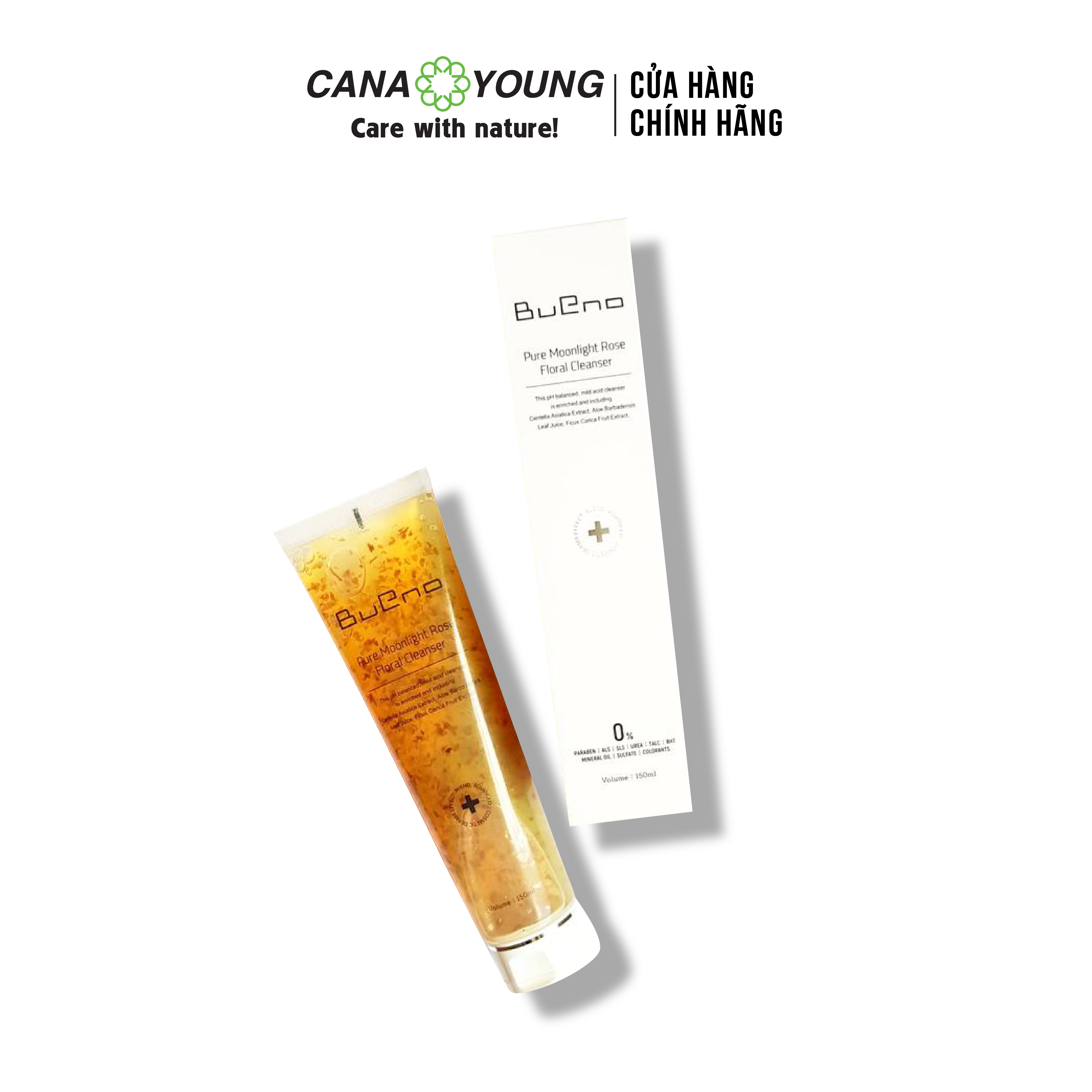 SỮA RỬA MẶT TRẮNG DA KẾT HỢP TẨY TẾ BÀO CHẾT DỊU NHẸ TỪ CÁNH HỒNG HOA HÀN QUỐC BUENO PURE MOONLIGHT ROSE FLORAL 150ML