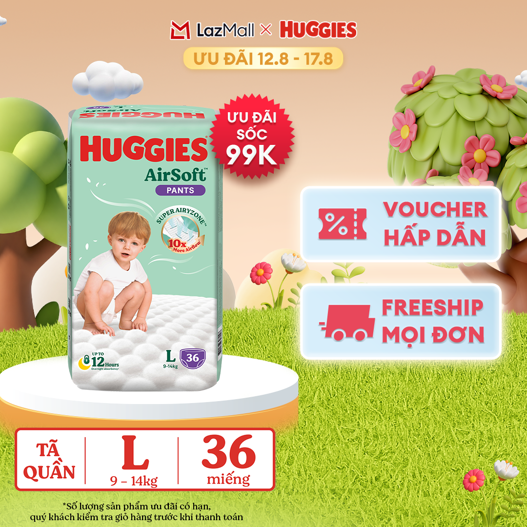 Tã quần Huggies Airsoft size L gói 36 miếng