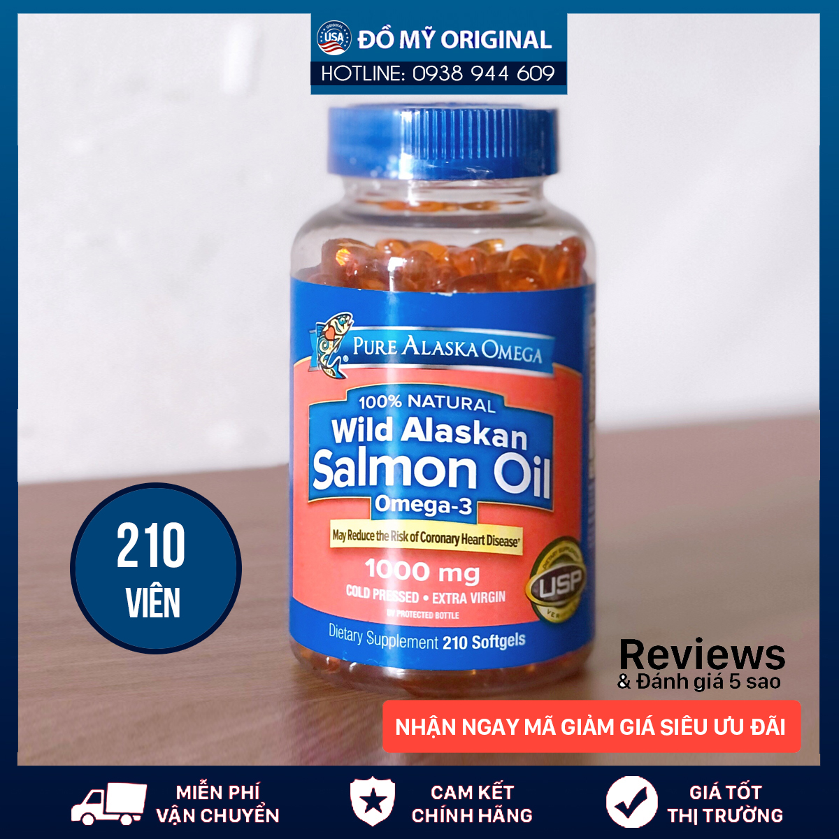 [Hcm]Viên Uống Dầu Fish Oil Pure Alaska Omega Wild Alaskan Salmon Oil 1000Mg Hộp 210 Viên Hàng Nhập Mỹ Giúp Nhớ Lâu Mắt Sáng Cung Cấp Dinh Dưỡng Cho Những Người Thiếu Chất