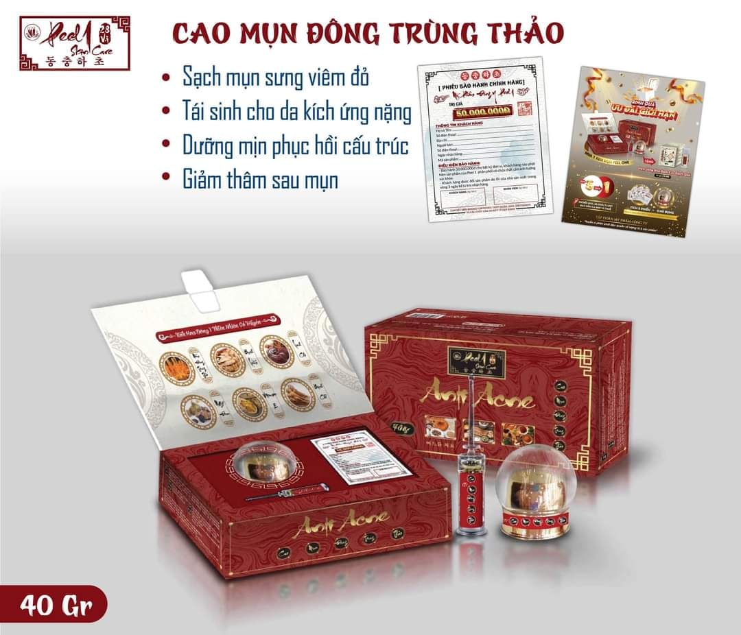 Cao Mụn Đông Trùng Hạ Thảo Peel 1 - Kem Làm Sạch Mụn Đông Y