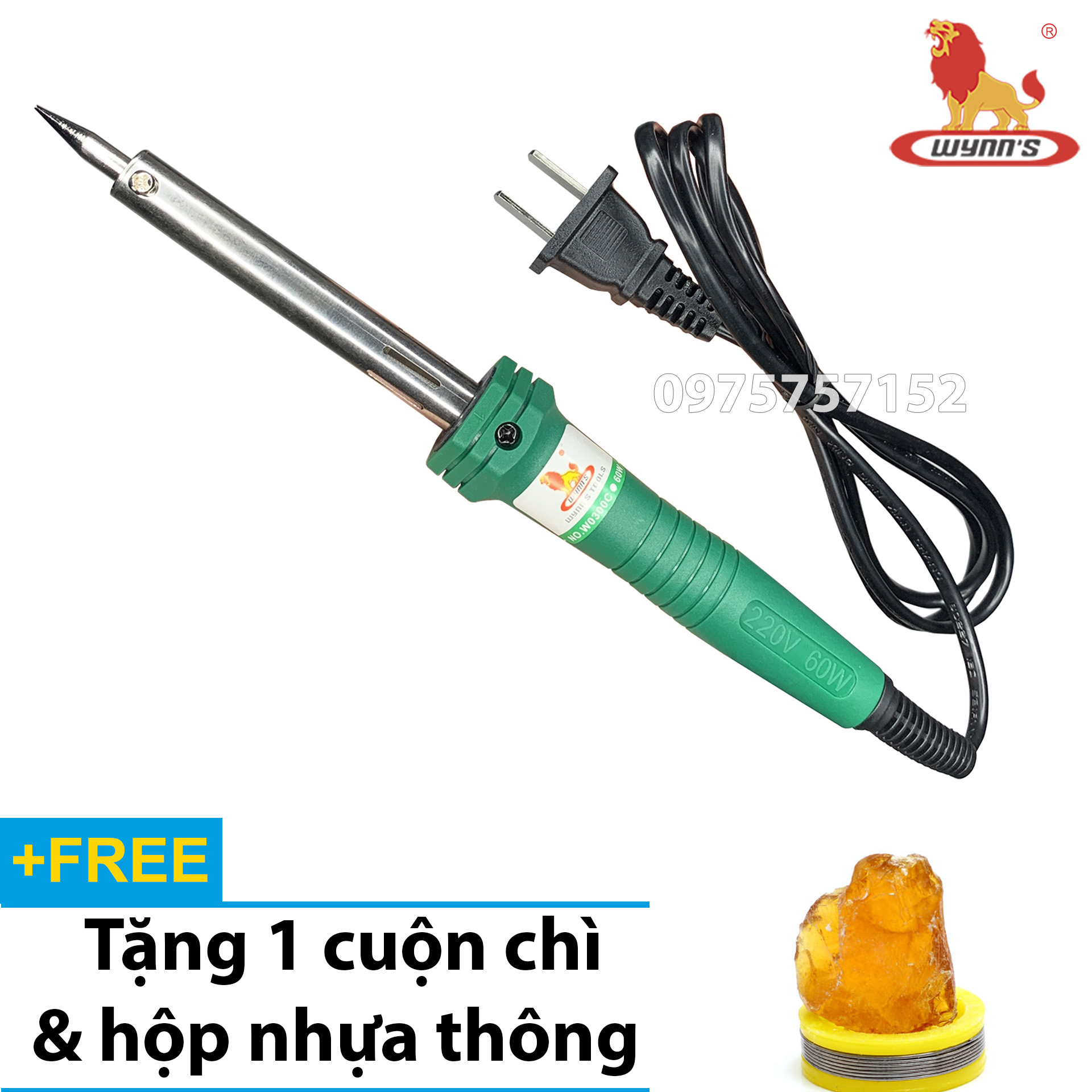 Mỏ hàn thiếc – mỏ hàn chì điện tử 60W WYNNS HARDEN PRO lên nhiệt nhanh mối hàn đẹp độ bền cao - Tặng