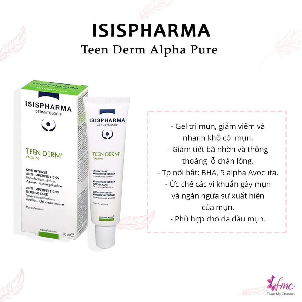 Kem Giảm Mụn Trứng Cá Isis Pharma Teen Derm Alpha Pure 30Ml