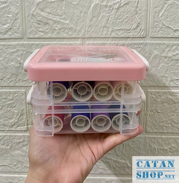 Bộ Kim Chỉ May Vá Đa Năng Kèm Hộp Đựng 3 Tầng- Kim Khâu Chỉ Kéo Thước Dây. Hộp Kim Chỉ 3 Tầng Nhỏ Gọn GD407-KimChi3T