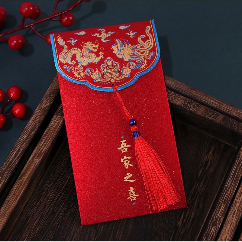Bao Lì Xì Hỷ Lì Xì Đám Cưới Lì Xì Cưới Đám hỏi Báo Hỷ Mừng Năm Mới Tua Rua Sang Trọng Màu Đỏ Đẹp - LANA QUEEN