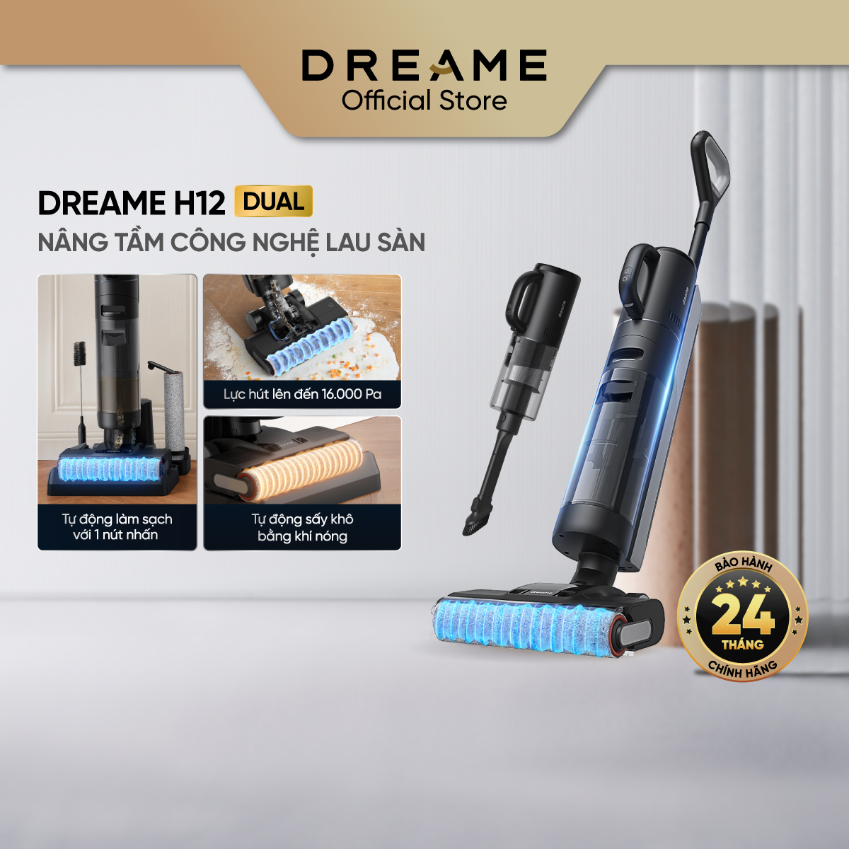 Máy Lau Sàn Hút Bụi Tự Động Giặt Sấy Dreame H12 pro/ H12/ H12 Dual- Bản quốc tế - Bảo hành 18 tháng