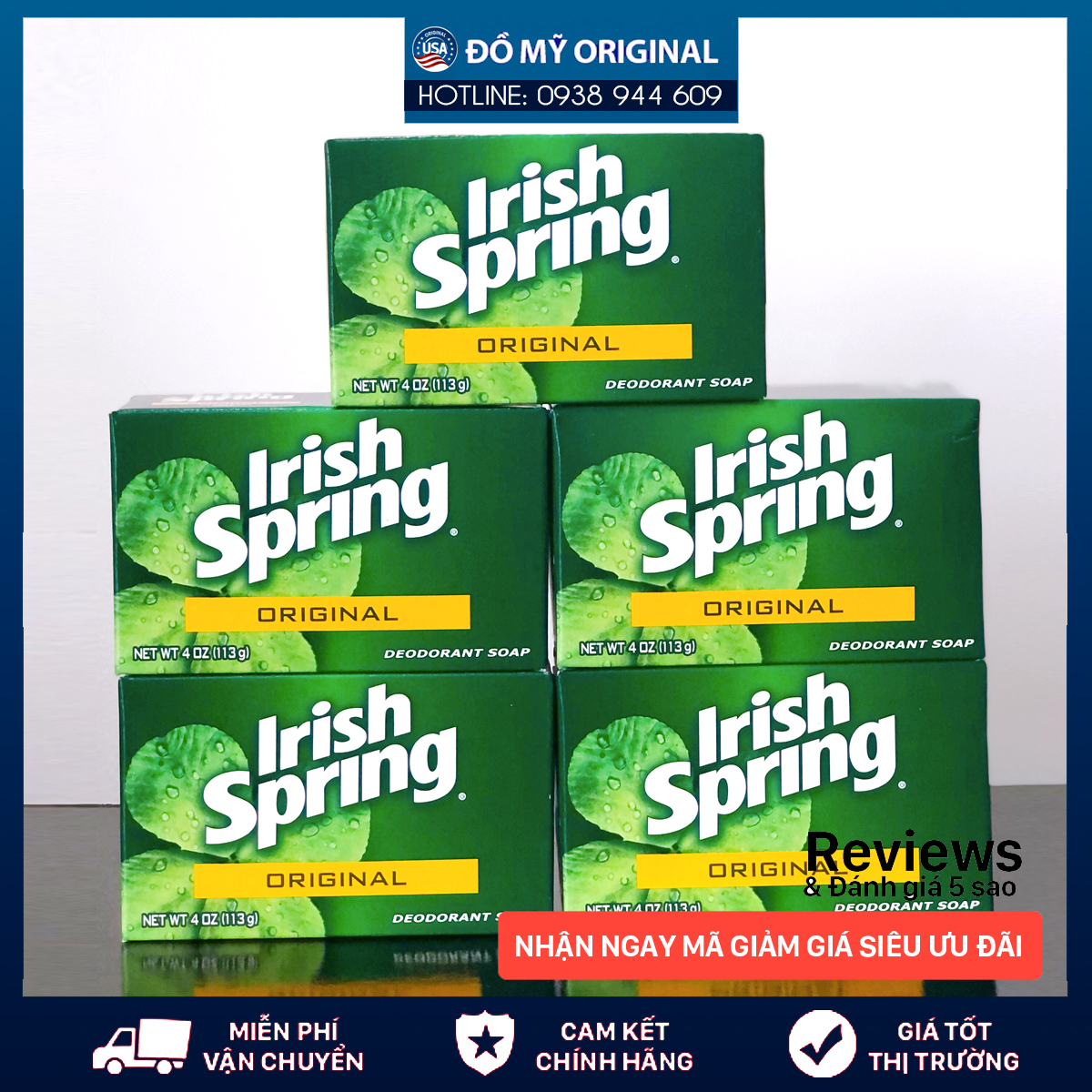 Xà Bông Cục Irish Spring Original 113G Feel Clean And Fresh Hàng Nhập Mỹ