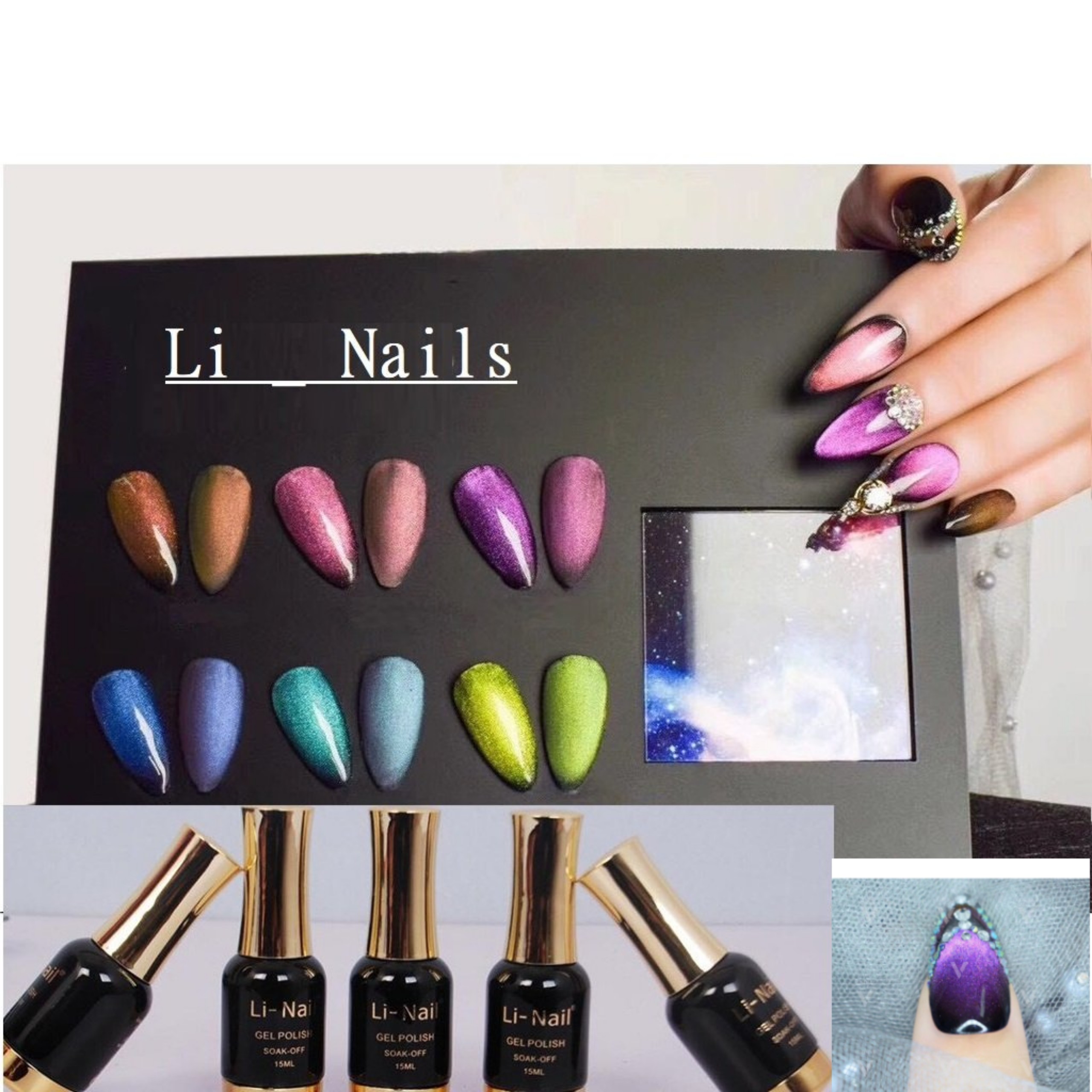 Sơn Mắt Mèo 9D Li - Nails ( Set 6 Màu ) - [ Tặng Bảng Màu - Tặng Nam Trâm ]