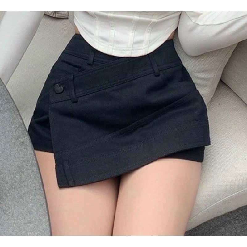 Chân váy chữ A jean kaki Đắp chéo nút [KÈM VIDEO] CHÂN VÁY KAKI ĐẮP CHÉO LƯNG CAO CÁCH ĐIỆU LẠ MẮT U