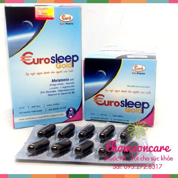 Cải Thiện Giấc Ngủ Giúp Ngủ Ngon Từ Thảo Dược - Euro Sleep Hộp 60 Viên Giảm Mất Ngủ Từ Melatonin Rotundin Và Ginkgo Biloba