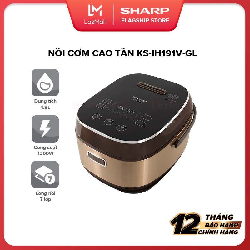 Nồi Cơm Điện Sharp 1.8L KS-IH191V-RD/GL/BK [Công Suất: 1300 W Nồi Cơm Điện Cao Tần Tốt Bền Đa Năng] 