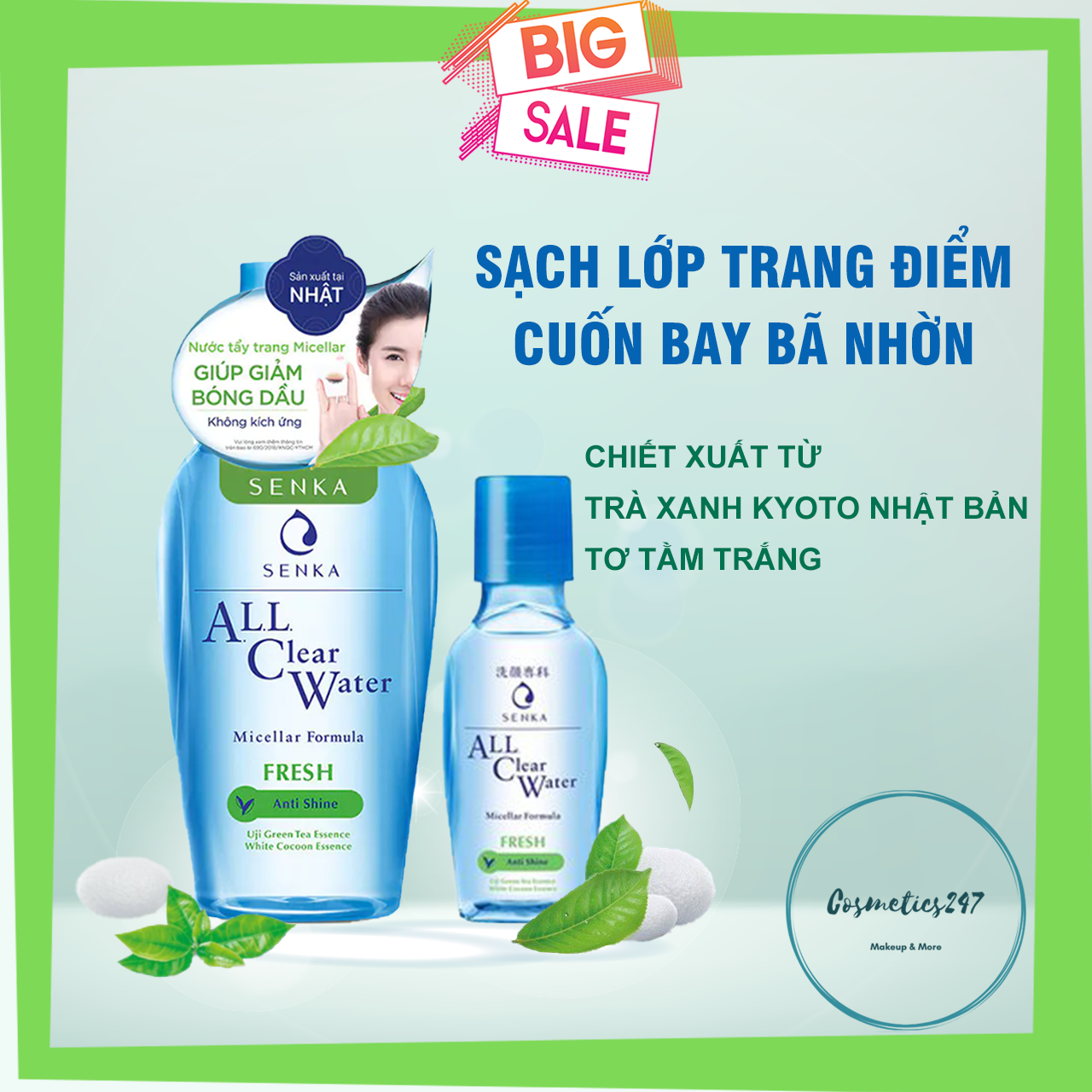 Nước Tẩy Trang Senka Sạch Thoáng All Clear Water Fresh 230Ml Không Dầu Gây Nhờn Không Kích Ứng Không Chất Tạo Màu