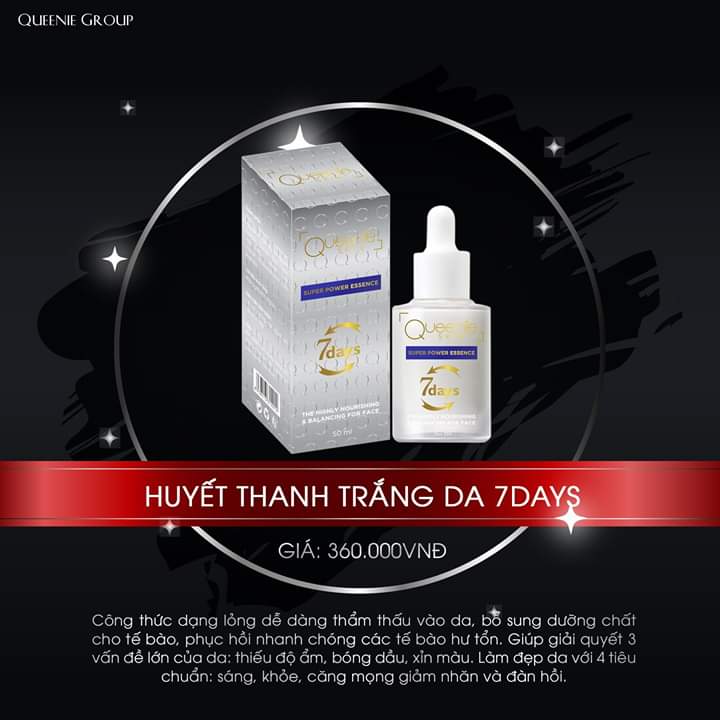 [Hcm]Serum Huyết Thanh Trắng Da 7Days Giúp Da Sáng - Khỏe - Căng Mọng - Giảm Nhăn Vad Đàn Hồi Queenie Skin 50Ml