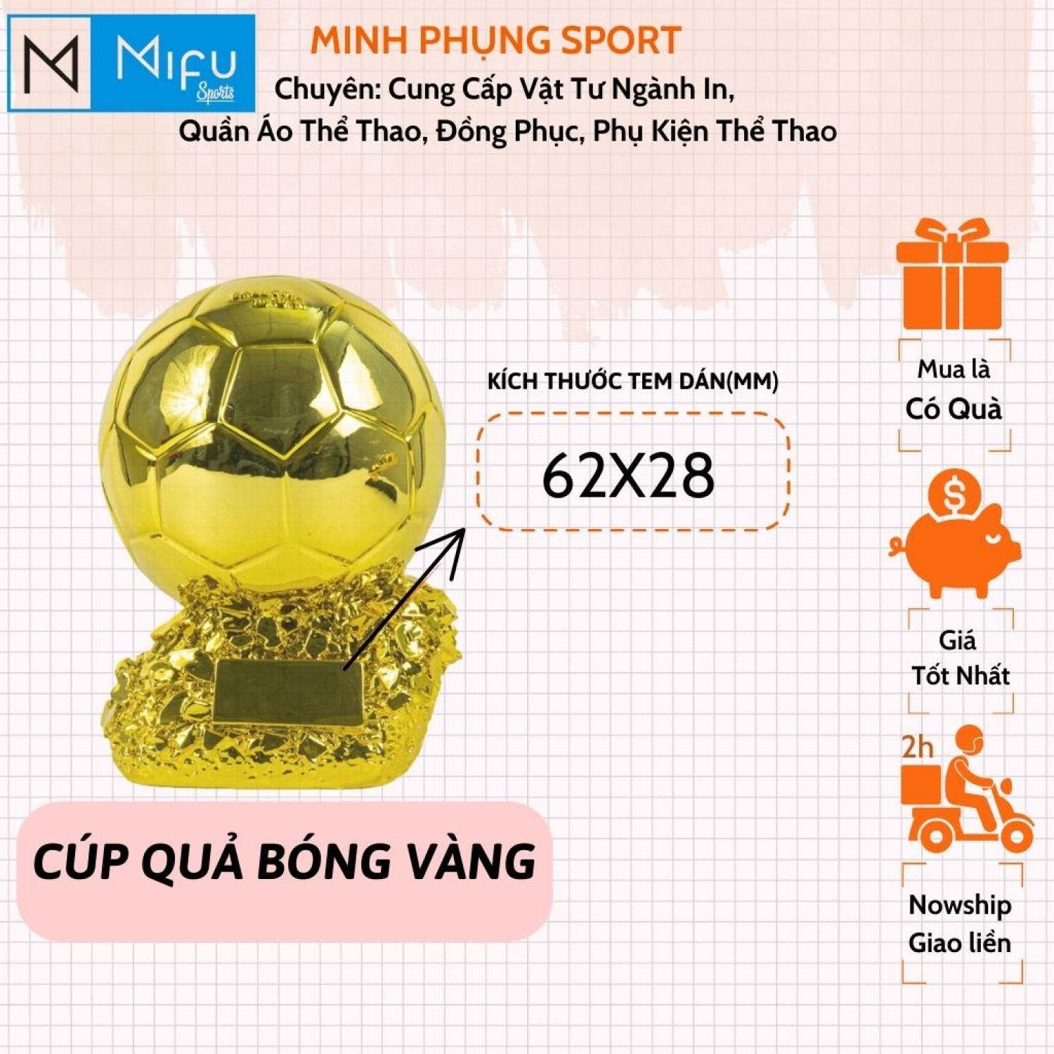 Quả bóng vàng bóng vàng Iwin kim loại cao cấp đồ lưu niệm thể thao cup giải thưởng đủ mọi kích cỡ cho mọi giải đấu
