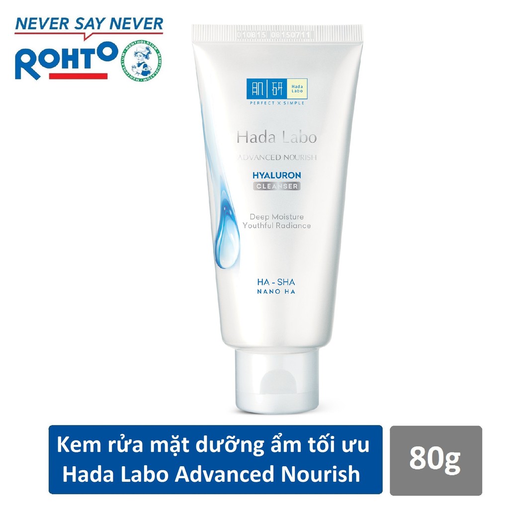 [Hcm]Kem Rửa Mặt Hada Labo Dưỡng Ẩm Tối Ưu Cho Mọi Loại Da Advanced Nourish Hyaluron Cleanser 80G