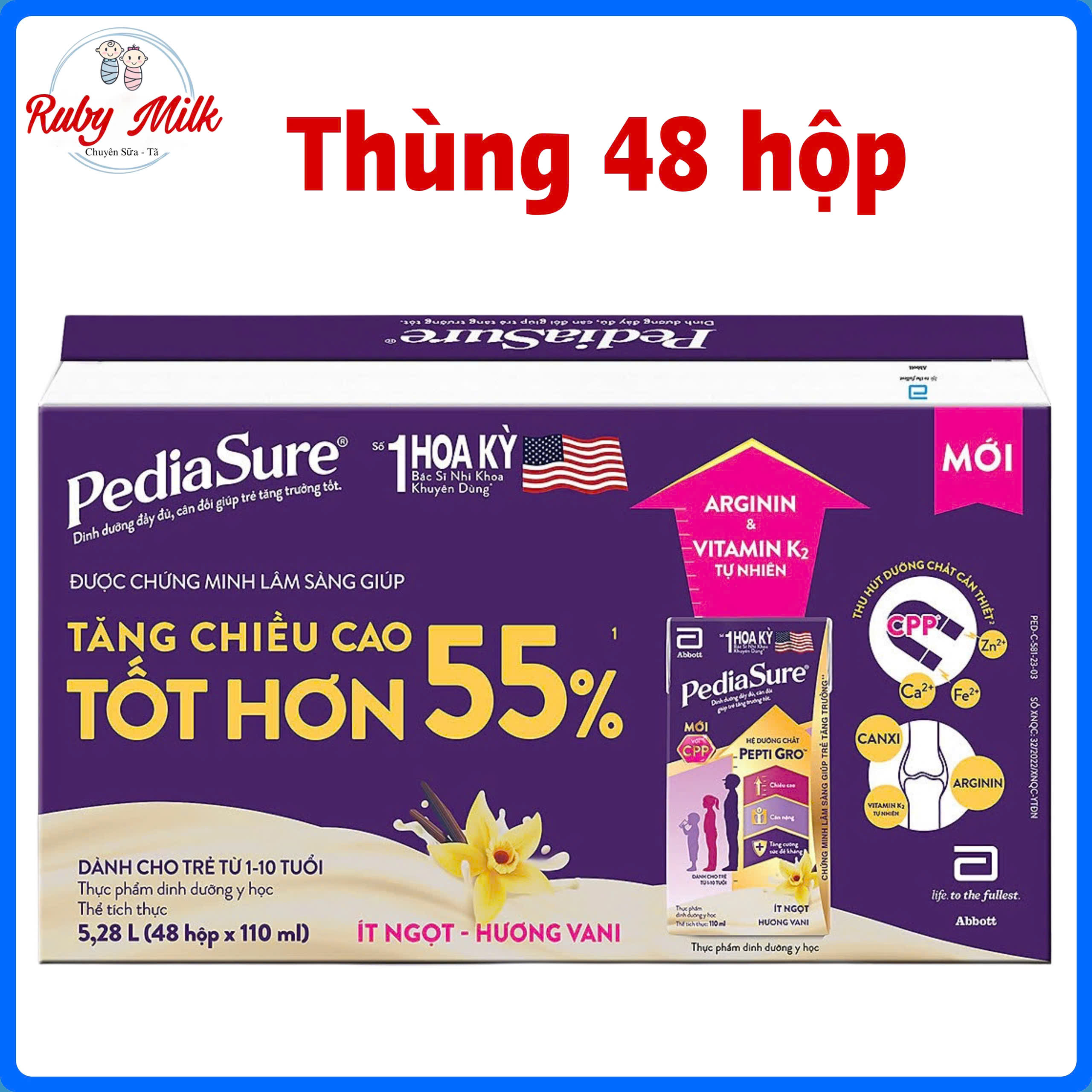 [Date 11.2025 ] Thùng 48 hộp Pediasure pha sẵn hương vani 110ml/180ml