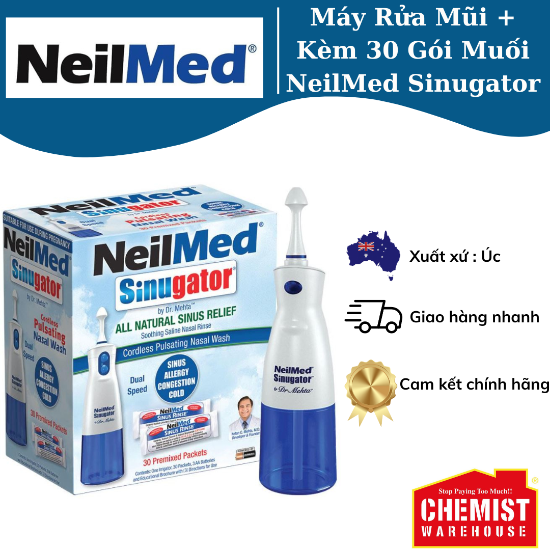 Máy Rửa Mũi Kèm 30 Gói Muối Neilmed Sinugator