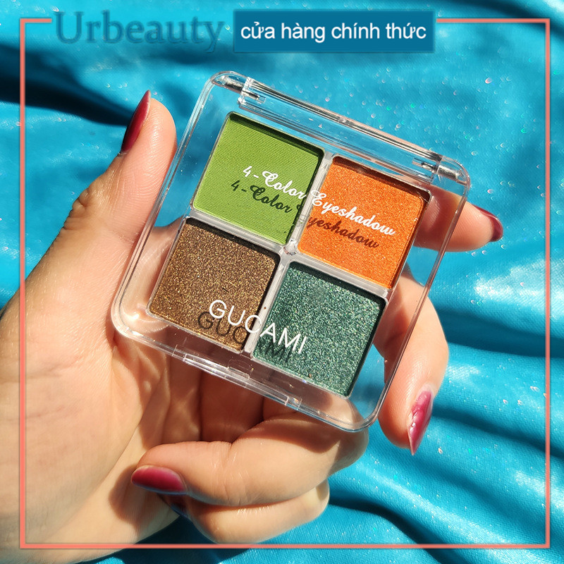 【Urbeauty Mall】4 Màu Ngọc Trai Đất Màu Phấn Mắt Bảng Màu Phấn Mắt Trang Điểm Chuyên Nghiệp