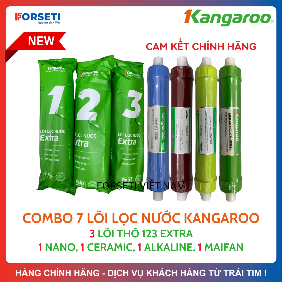 Combo 8 Lõi Lọc Nước 123 RO50GPD Nano Ceramic Alkaline Maifan KANGAROO - KH đang dùng lõi chức năng 