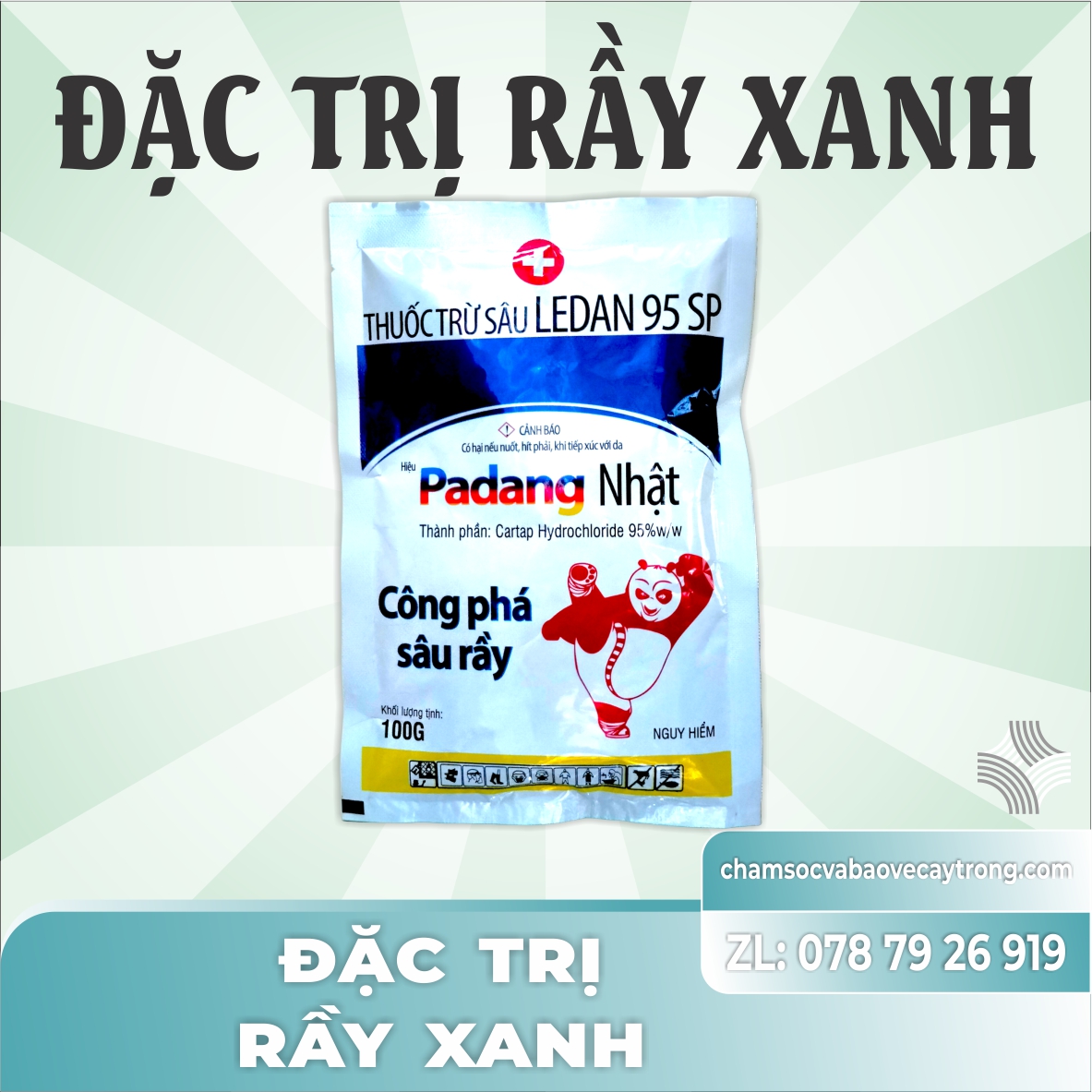 Padan Nhật Phòng Ngừa Rầy Xanh Hiệu Quả Cực Mạnh Gói 100g pha 100 lít nước Phòng Ngừa Rầy Phấn Trắng