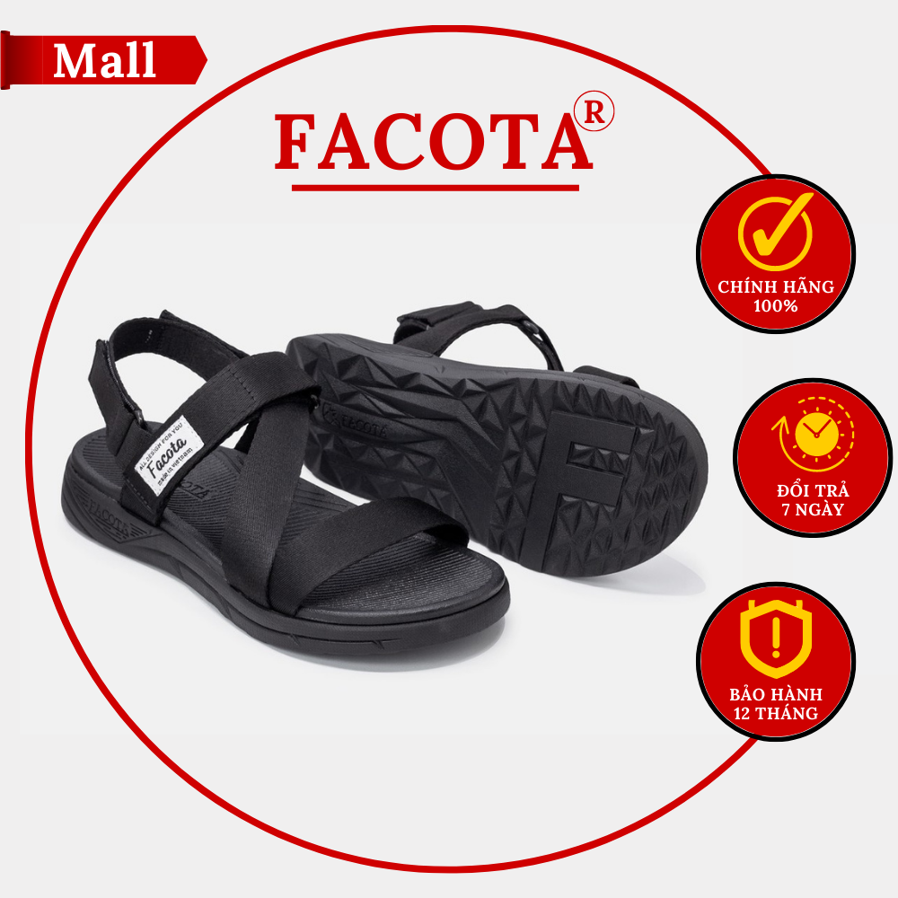 [FREESHIP] Giày sandal Facota nữ chính hãng NN01 Facota đen nam nữ Sandal đi học Sandal đế phylon êm