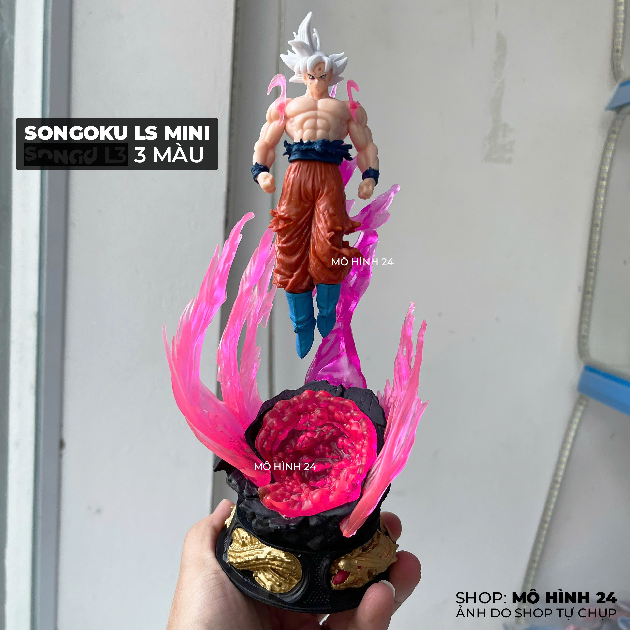 [CAO 25cm] Mô hình Songoku LS Mini đồ chơi Goku VÔ cực 3 màu tóc có đèn led dragon ball figure drago