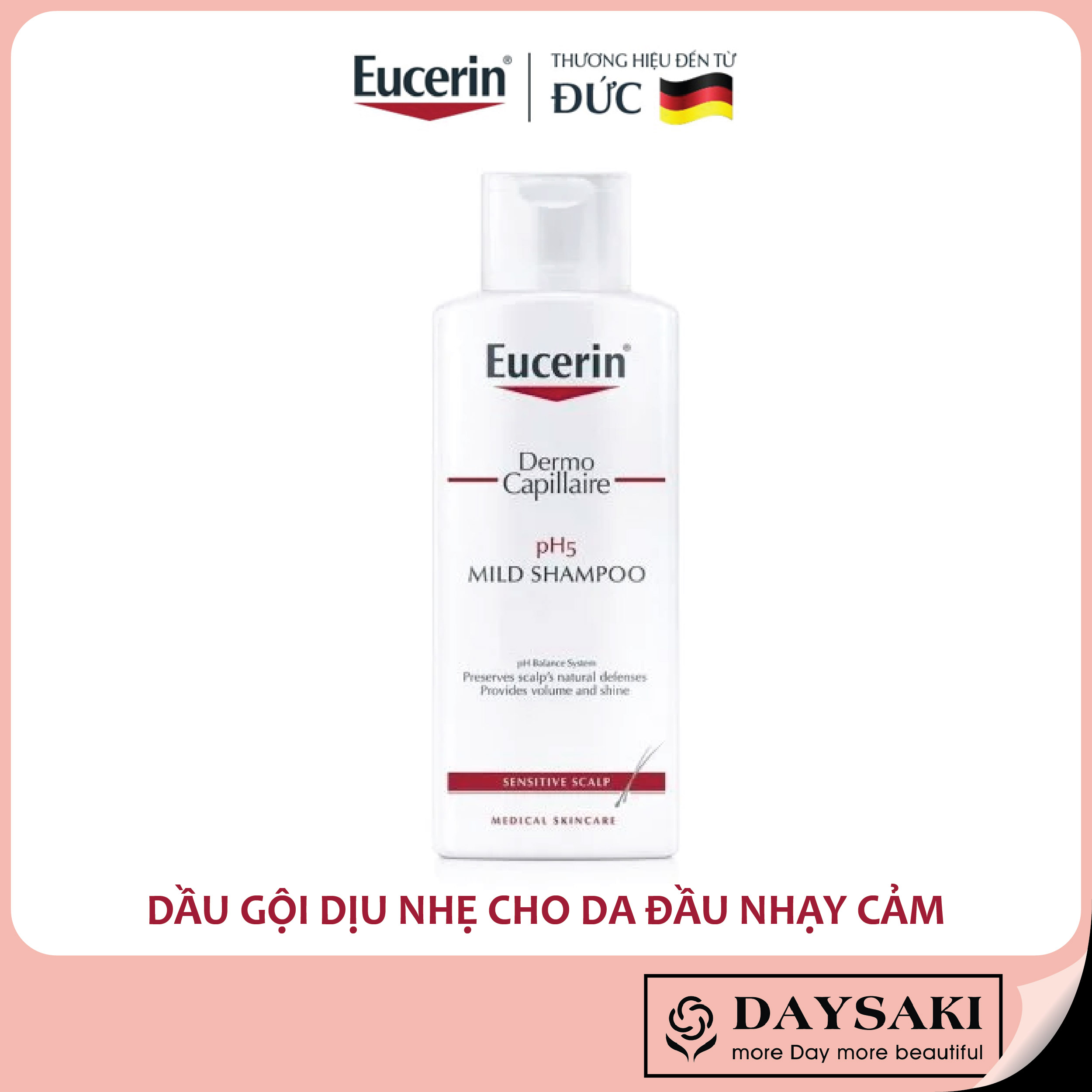 [Hcm]Eucerin Dầu Gội Dịu Nhẹ Cho Da Đầu Nhạy Cảm Ph5 Mild Shampoo 250Ml