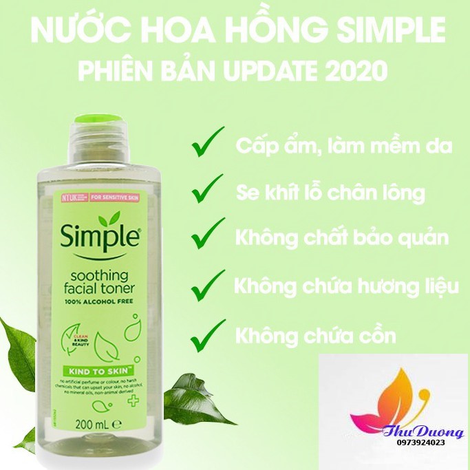 [HCM]NƯỚC HOA HỒNG SIMPLE KIND TO SKIN SOOTHING FACIAL TONER