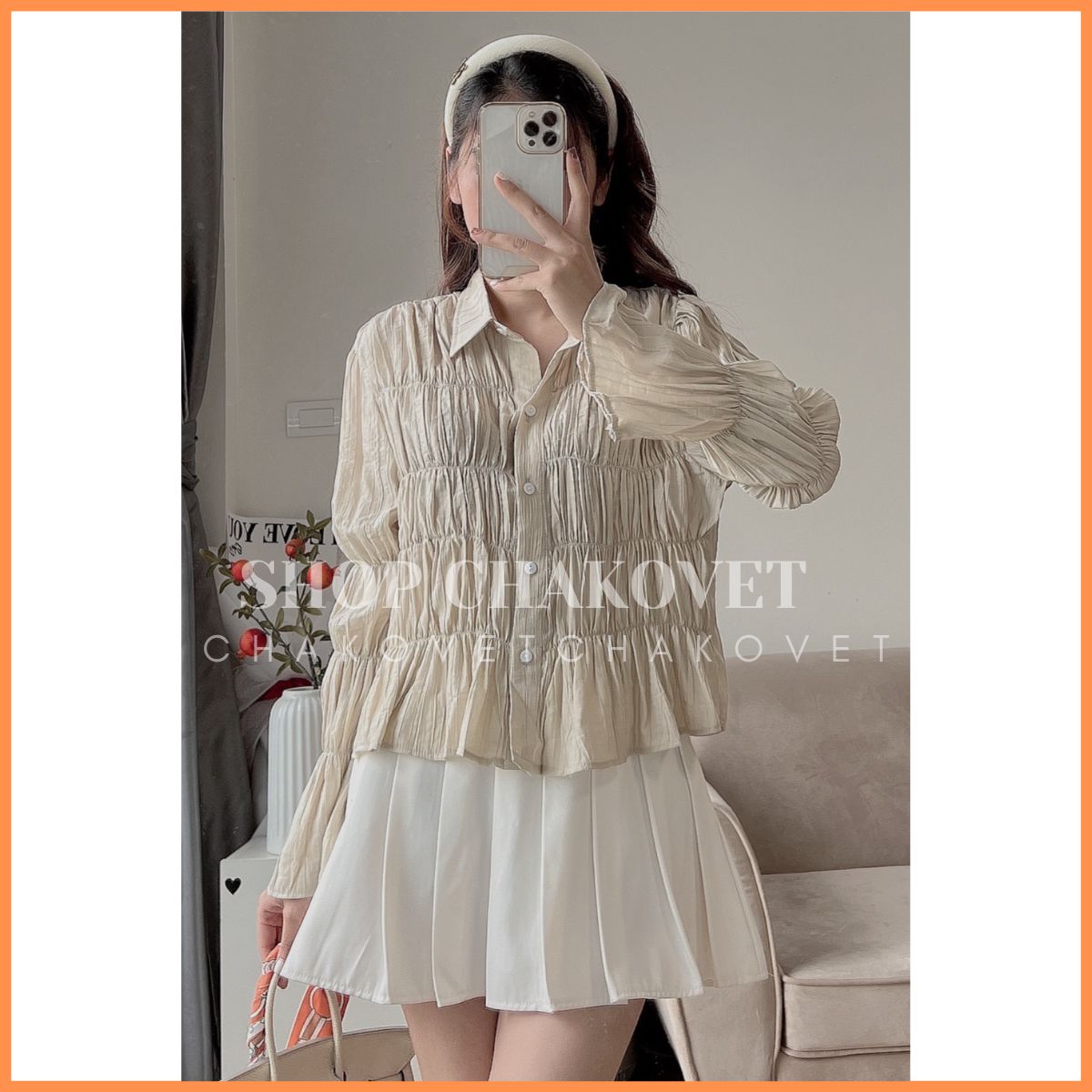 Áo Sơ Mi Nữ Dài Tay Xếp Li Cực Sang Trọng Áo Thiết Kế Ông Tay Loe Chiết Eo Tôn Dáng Đi Chơi Dự Tiệc