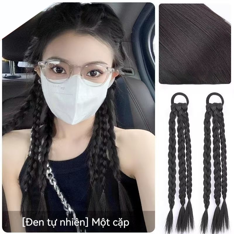 Tiệc tùng tóc tết xoắn nhiều màu tóc giả thắt bím kiểu boxer tóc giả buộc đuôi ngựa