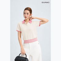 [MUA 2 GIẢM 70K] (Size S-3XL 38-76Kg) Áo Polo Nữ GUMAC - Áo Thun Có Cổ Chất Tổ Ong Thoáng Mát Bo Phối Sọc Trẻ Trung Năng Động APG01024