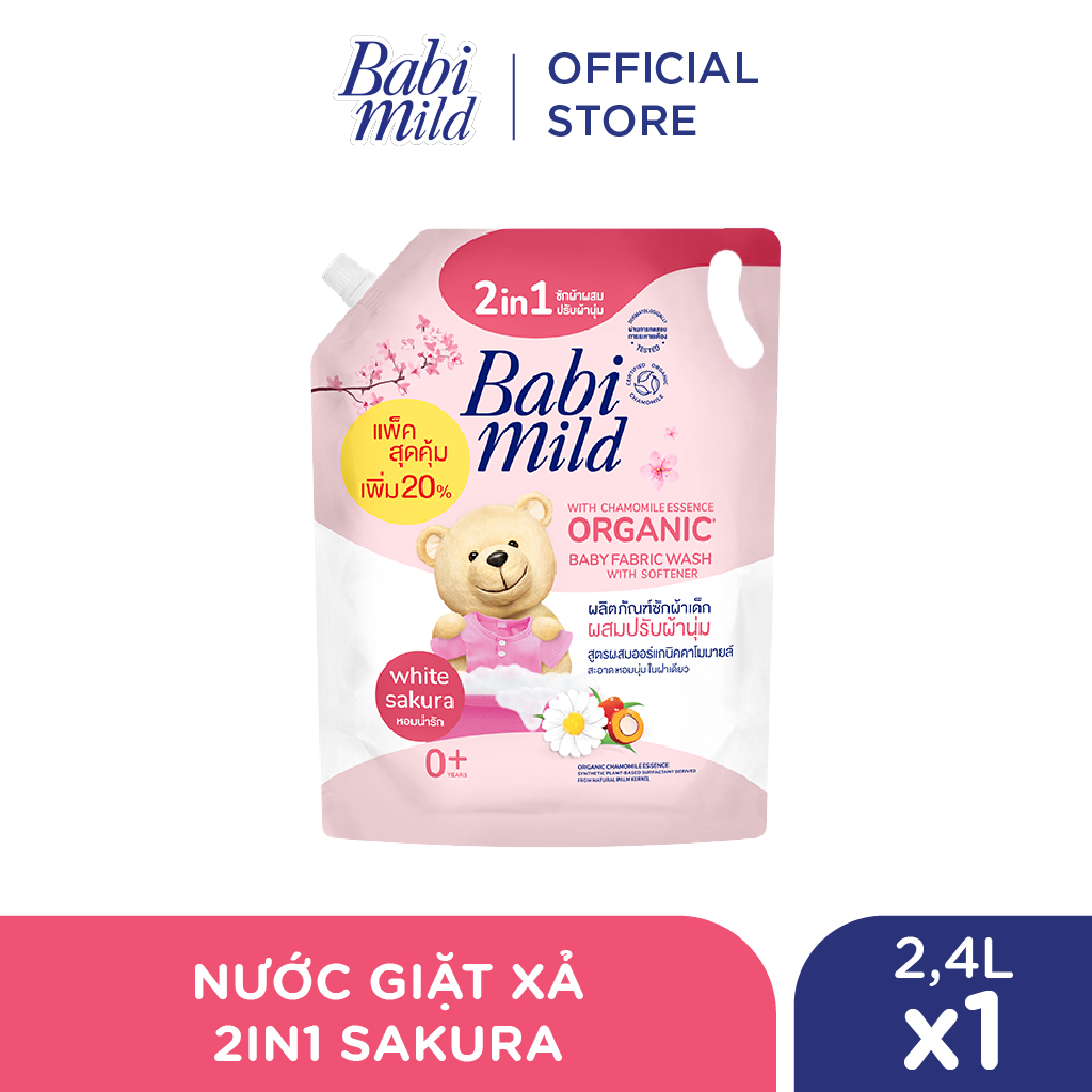 Nước Giặt Xả Dịu Nhẹ Cho Bé 2in1 Babi Mild 2400ml/túi
