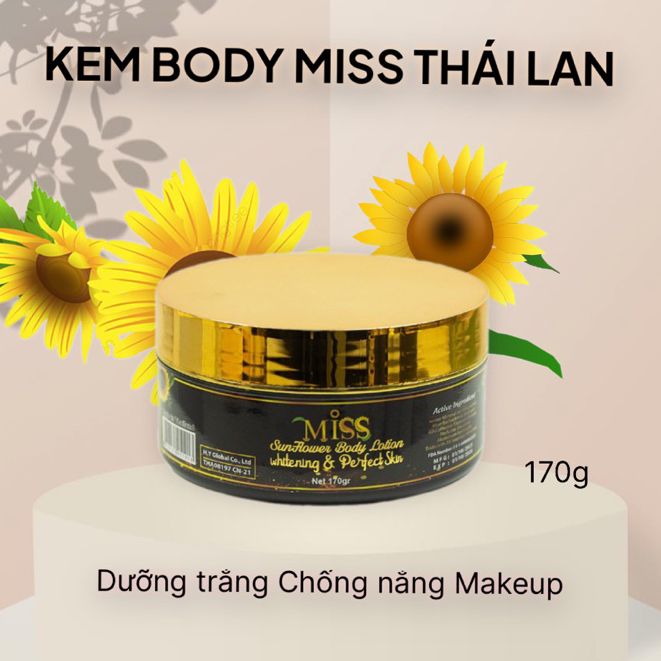 Kem Body Miss Thái Lan Dưỡng Trắng Makeup Chống Nắng Hũ Nhỏ 170g