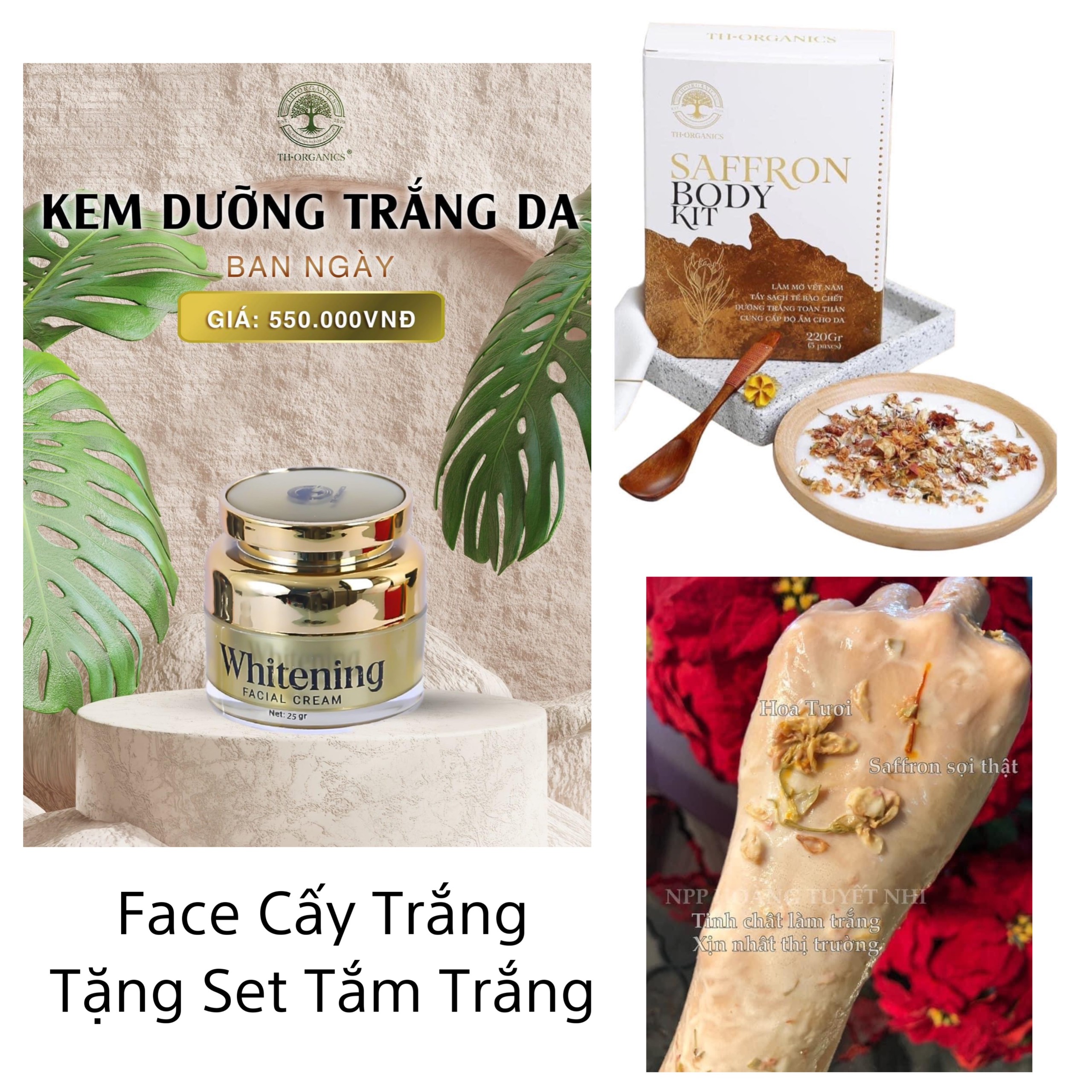 Kem Face Cấy Trắng chiết xuất từ Saffron & noãn ong dưỡng da trắng sáng se nhỏ lcl