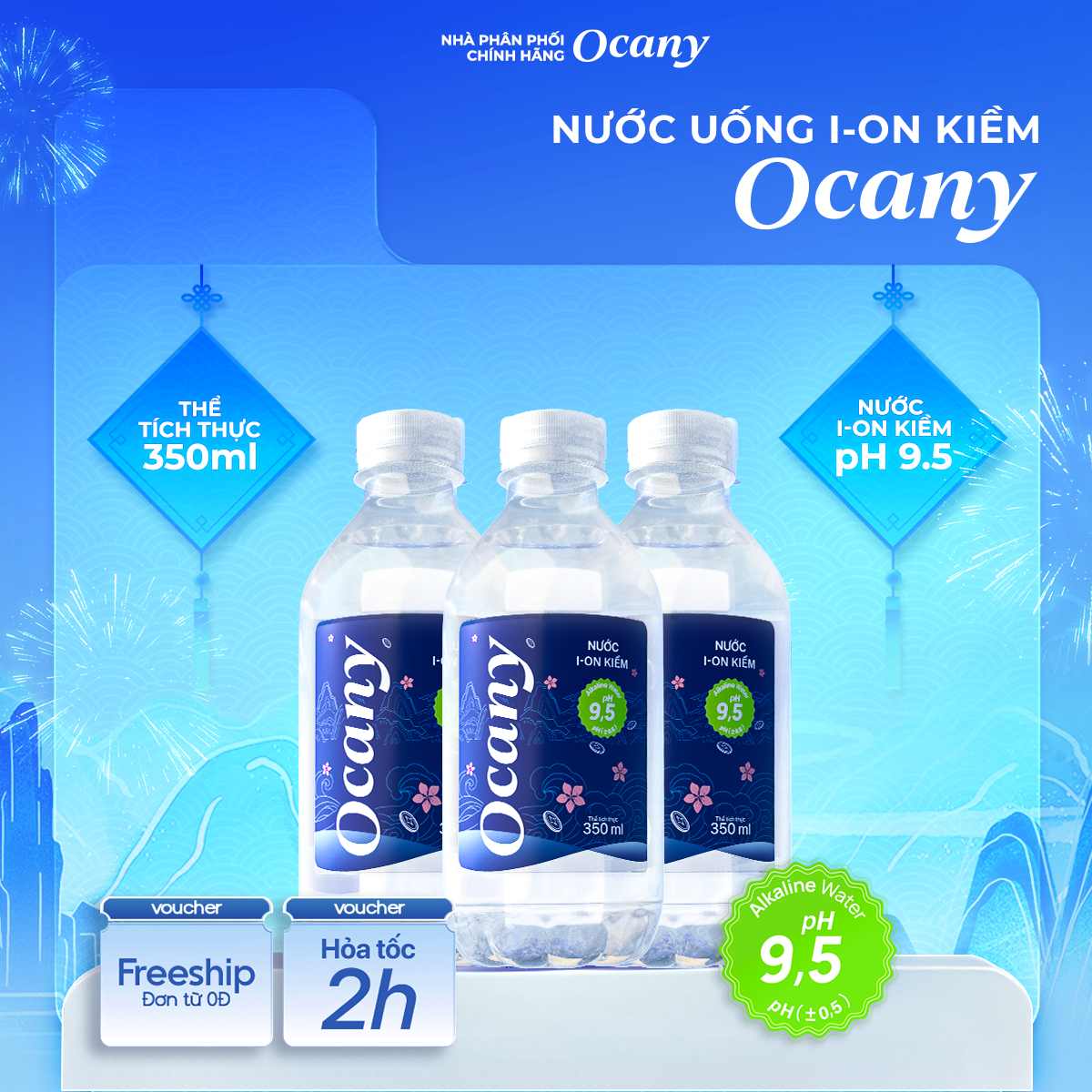 Nước uống ion kiềm Ocany chai 350ml