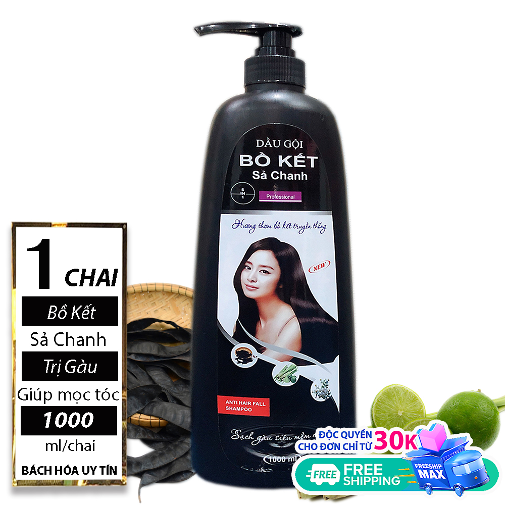 [ Sạch Gàu Tóc Suông Mềm ] 01 Chai (1000Ml) Dầu Gội Bồ Kết Sả Chanh (Date: 36 Tháng)