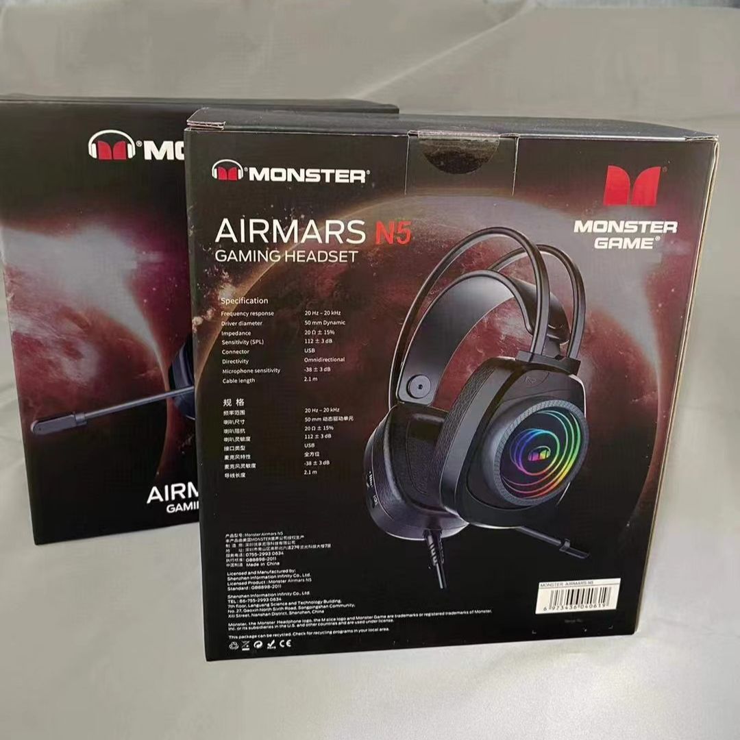 Tai Nghe Gaming Monster Airmars N5 - DSP 7.1 Surround - LED RGB 3D - USB All in One - Lọc Ồn Mic - C