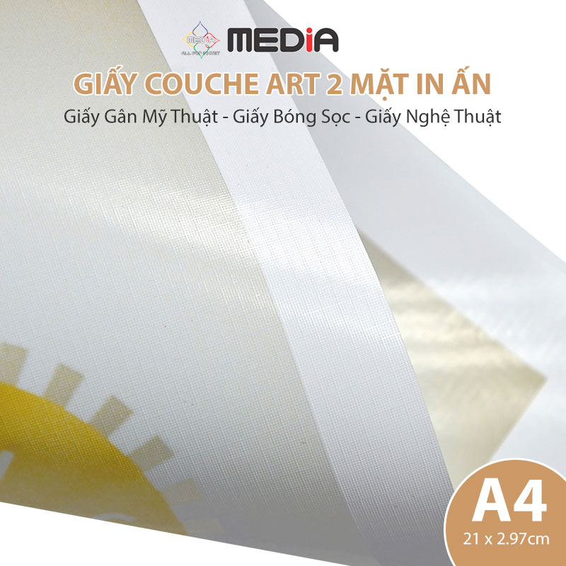 Giấy Mỹ Thuật Gân Media 2 Mặt A4 (21x30) 50 Tờ Giấy In Màu Couche Bóng Sọc Giấy Nghệ Thuật Couche Gl